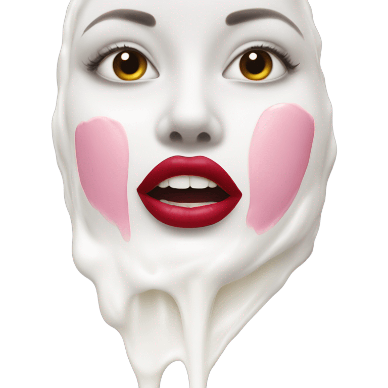 Lipstick Face covered in milk liquid emoji