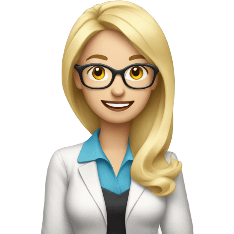 Blonde realtor wearing glasses talking on cell phone emoji