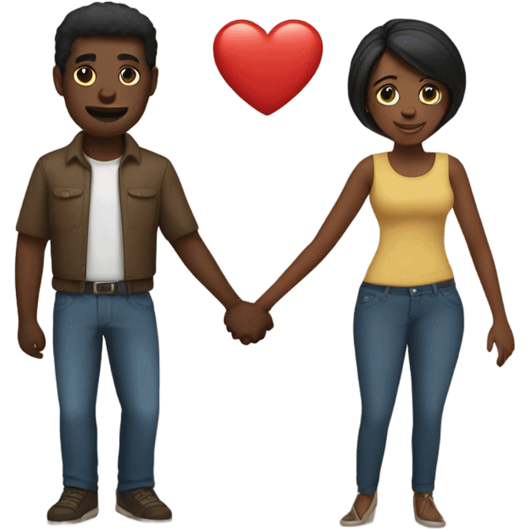 Black man and women holding hands in love emoji