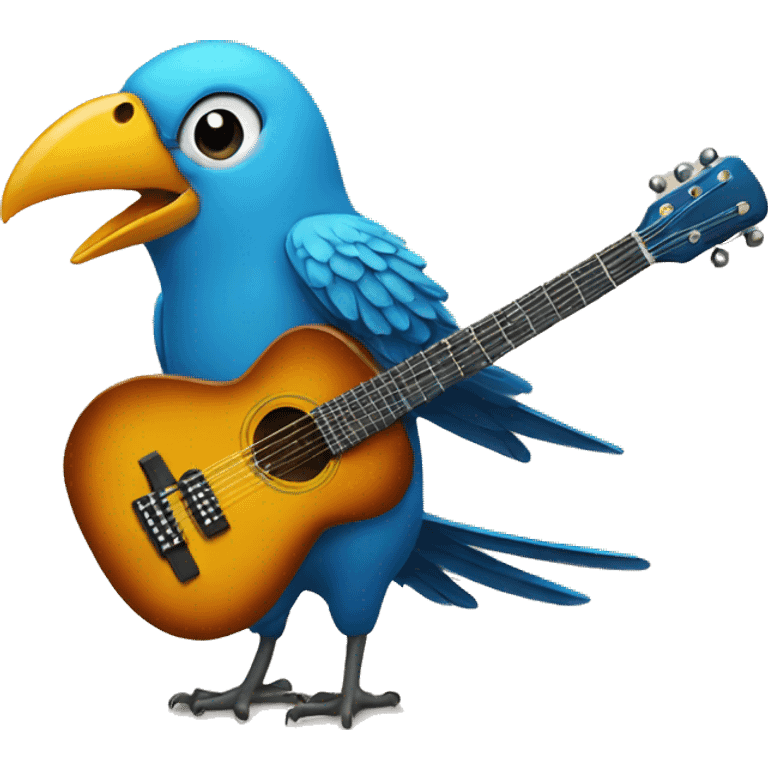 Bird playing guitar emoji