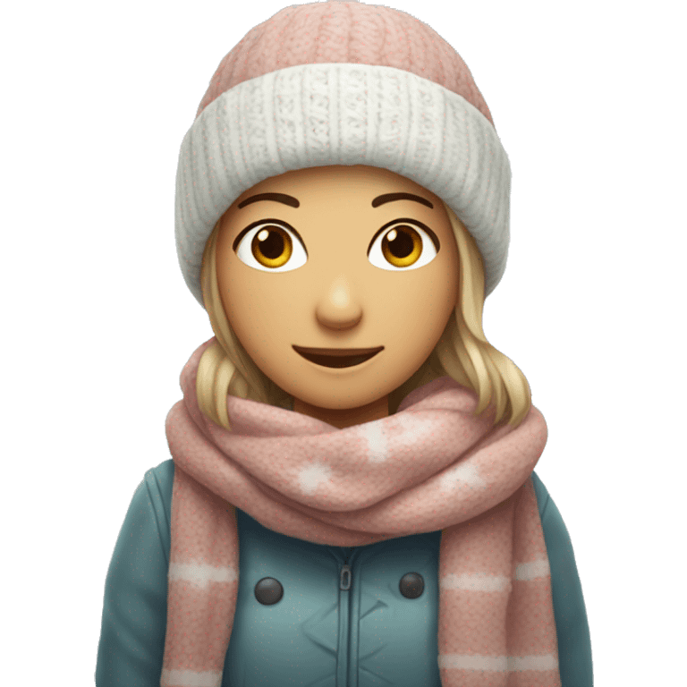 A cute girl wearing a scarf and a snowflake emoji