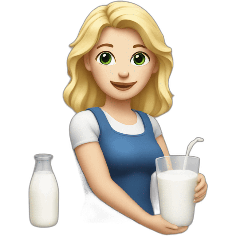 blonde woman holding milk emoji