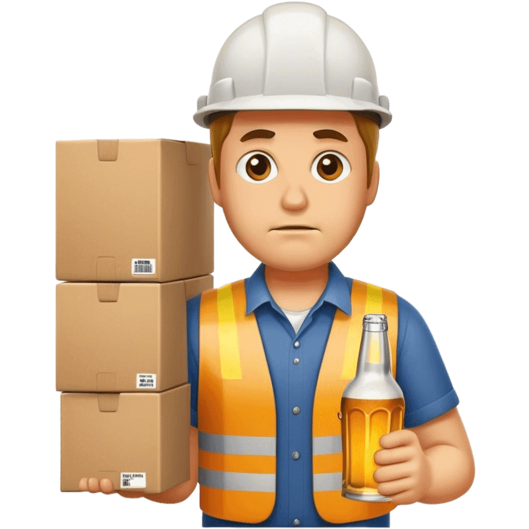 portrait of worker carrying beer boxes emoji