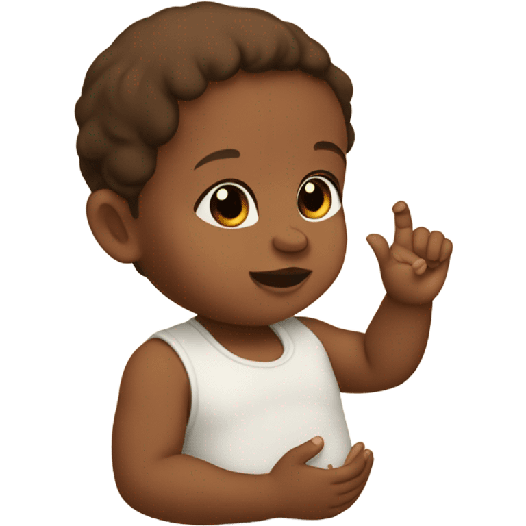 brownskin baby holding up the ring finger emoji