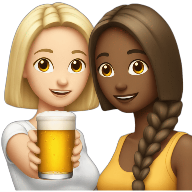 two white girls drink beer emoji