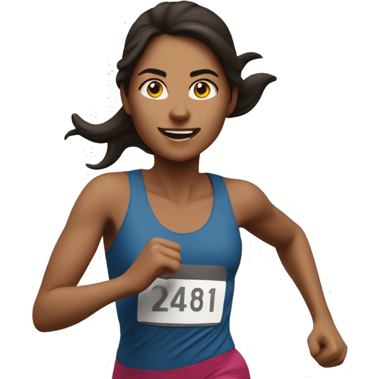 Brunette girl running marathon  emoji