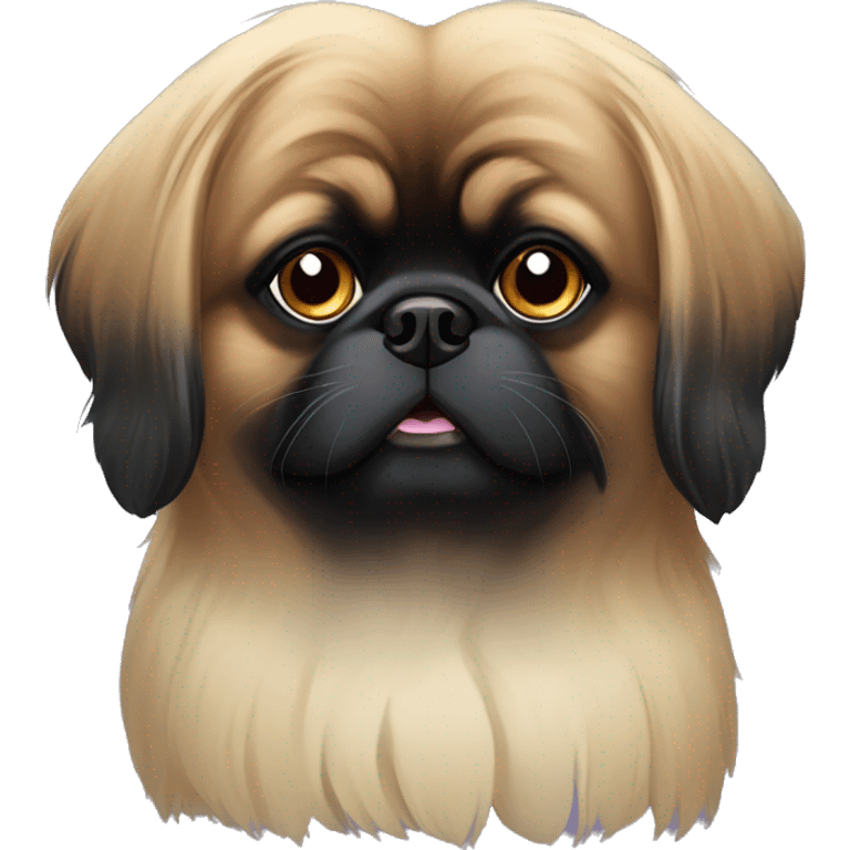 A black dog of the Pekingese breed emoji