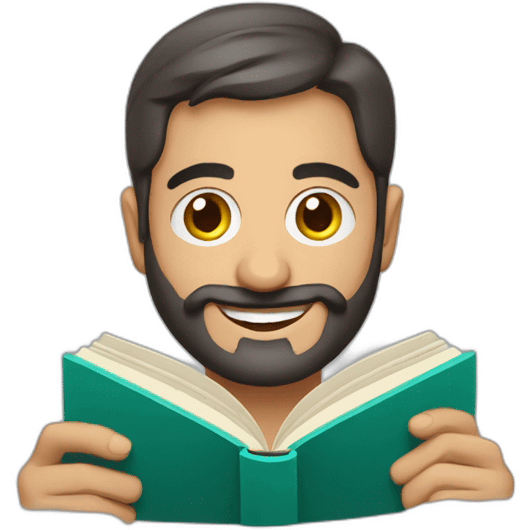 Armenian men reading interesting book and looking at camera and smiling  emoji