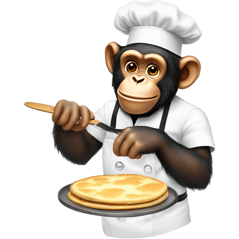 Chimpanzee chef making pancakes emoji