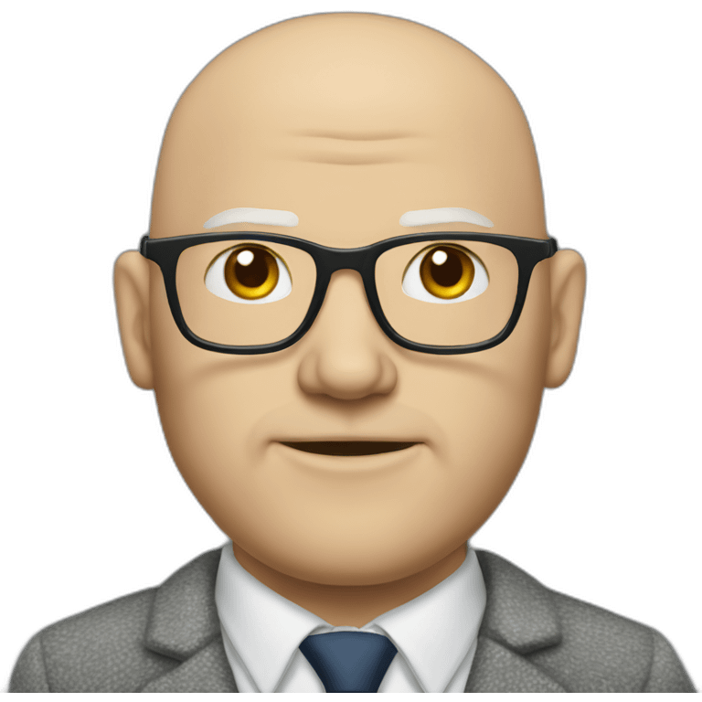 Mark Proksch with glasses,tie and sweater emoji