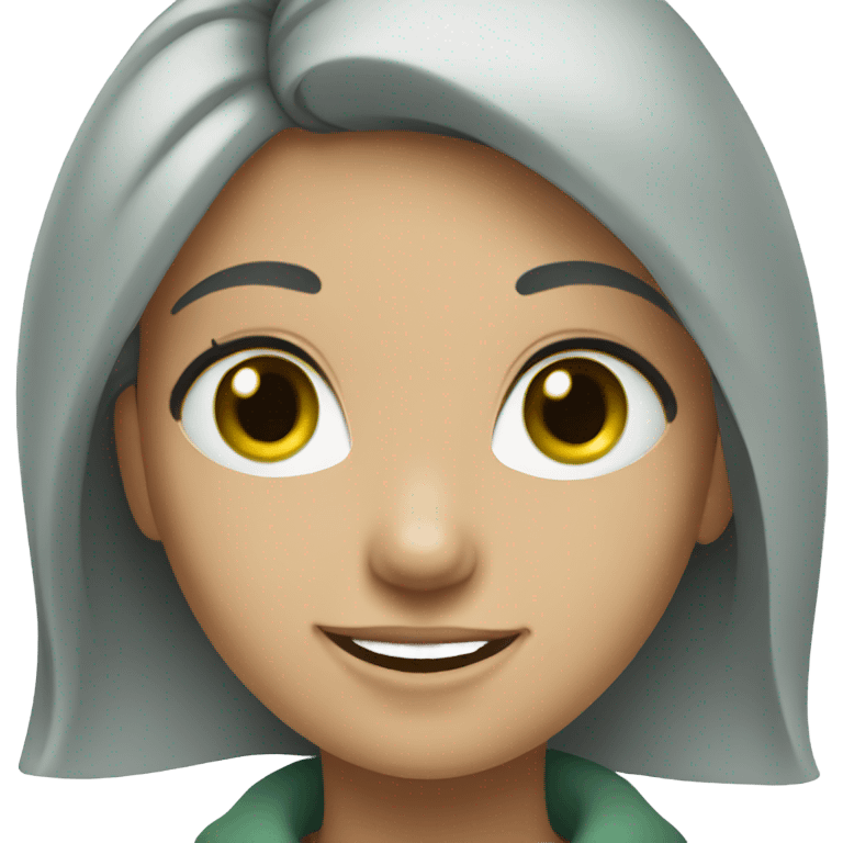 smiling girl with green eyes grey hair emoji