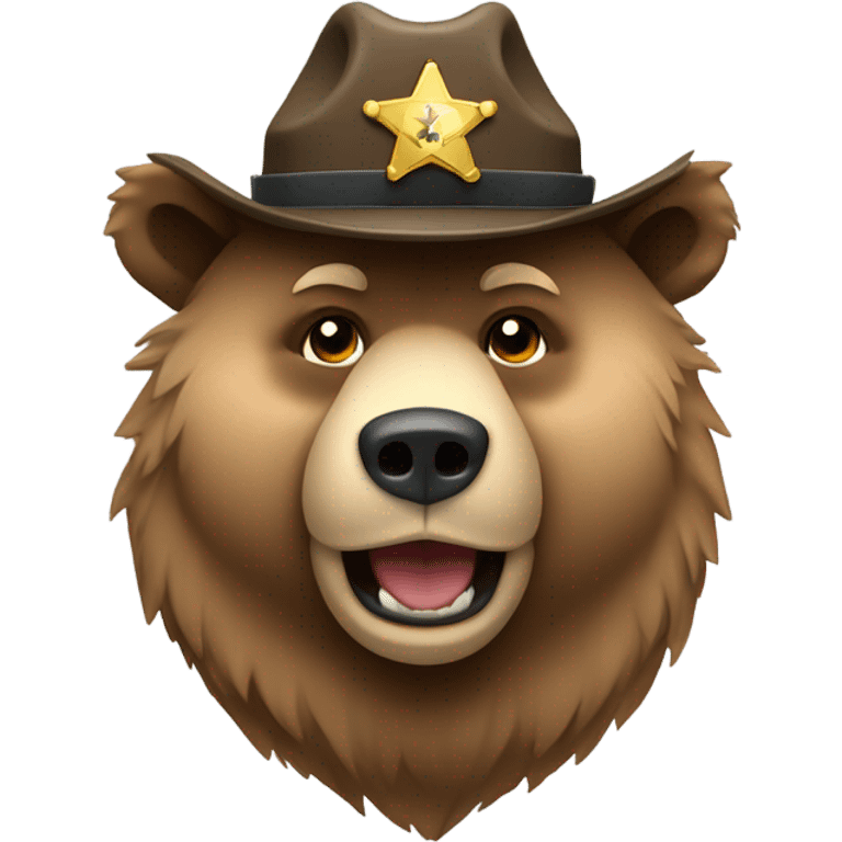 Light colored grizzly bear with a sheriffs hat emoji