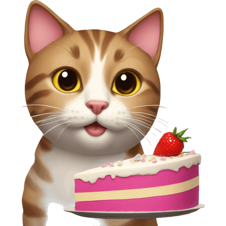 Cat with a cake emoji