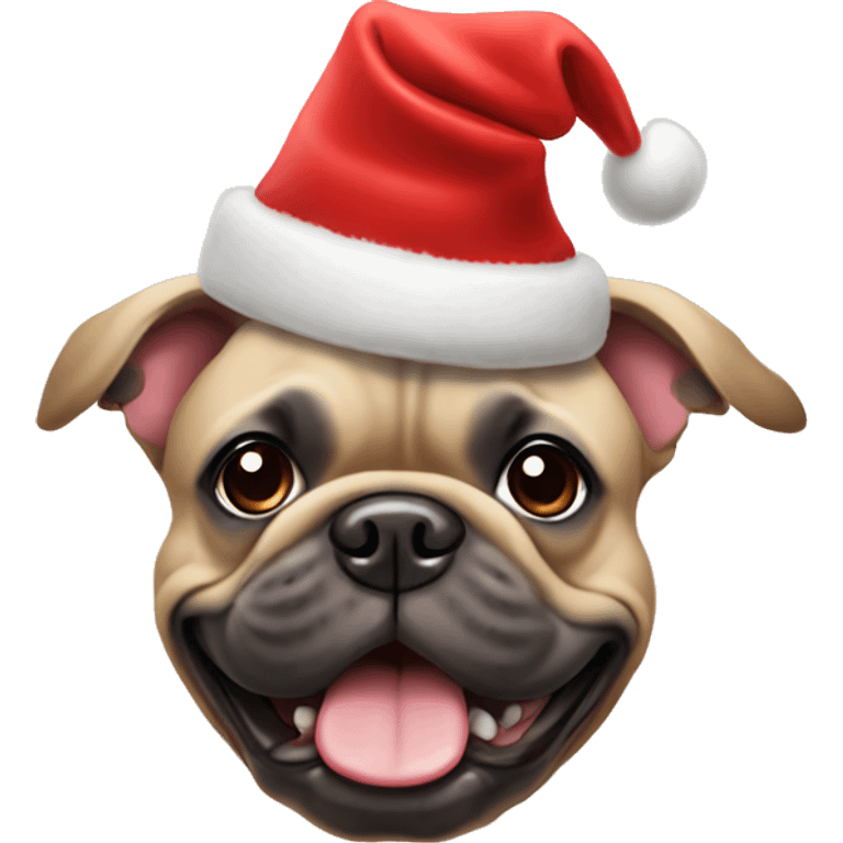 French bull dog wearing a Christmas hat  emoji