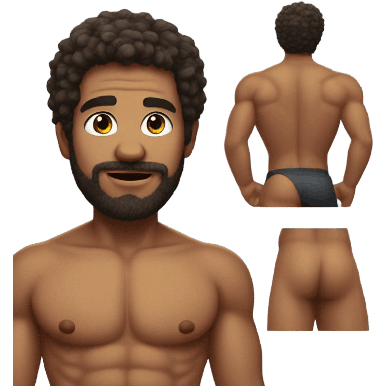 Hairy shirtless man with bubble butt in shorts emoji