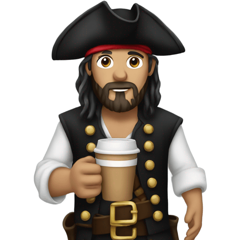 Pirate holding coffee  emoji