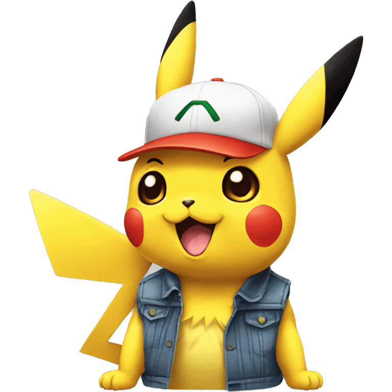 Pikachu avec la casquette de sacha emoji