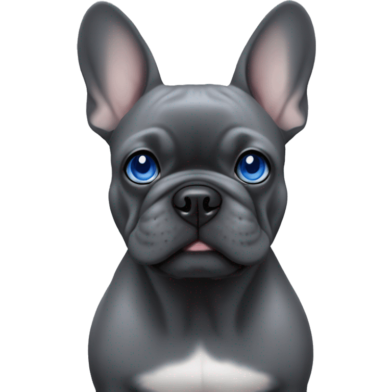 dark grey french bulldog with blue eyes emoji