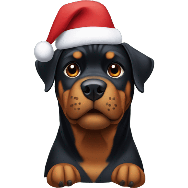 rottweiler wearing a christmas hat  emoji