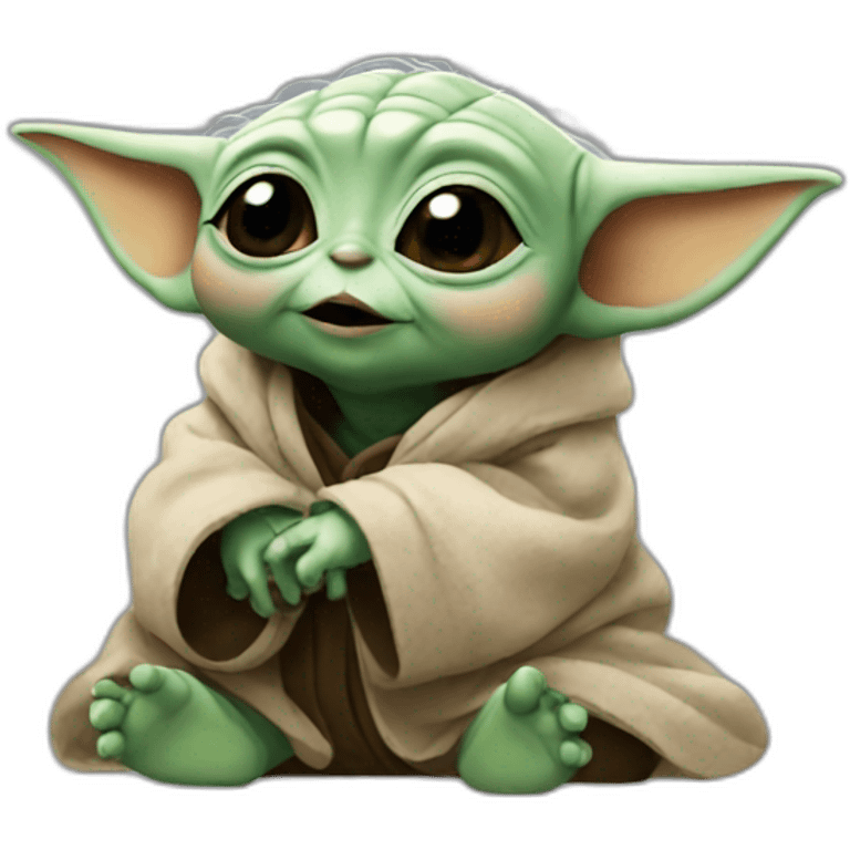 Baby yoda giving a kiss emoji