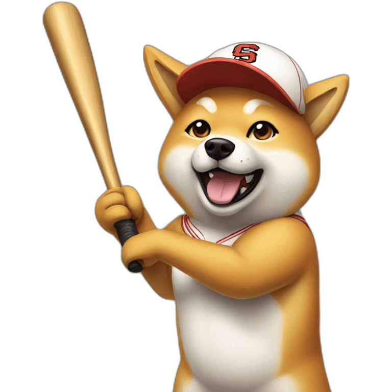 baseball player shiba-with-baseball-bat emoji