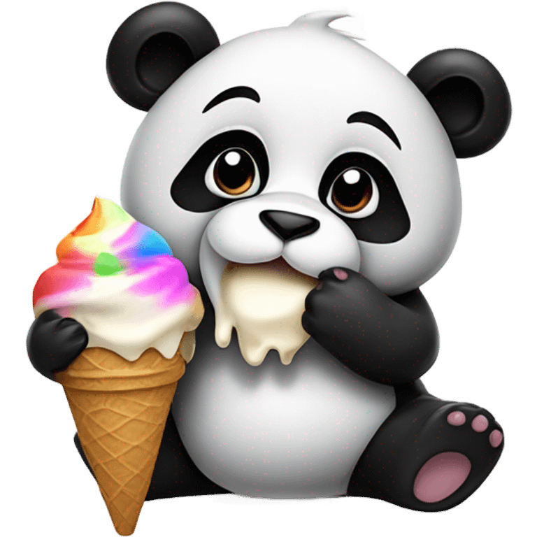 Panda eating ice cream emoji