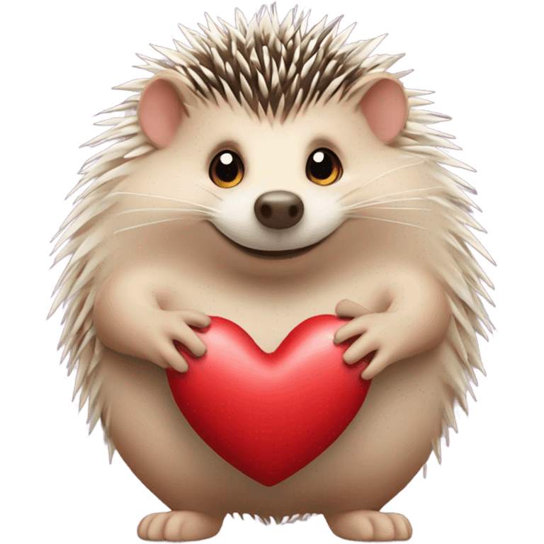 the hedgehog holds the heart emoji