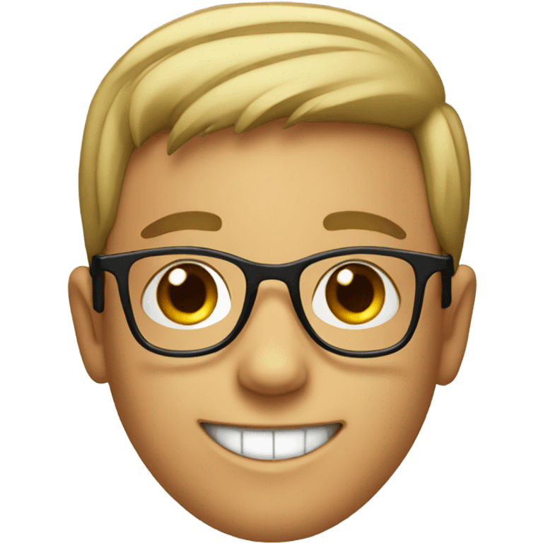 smiling boy with glasses indoors emoji