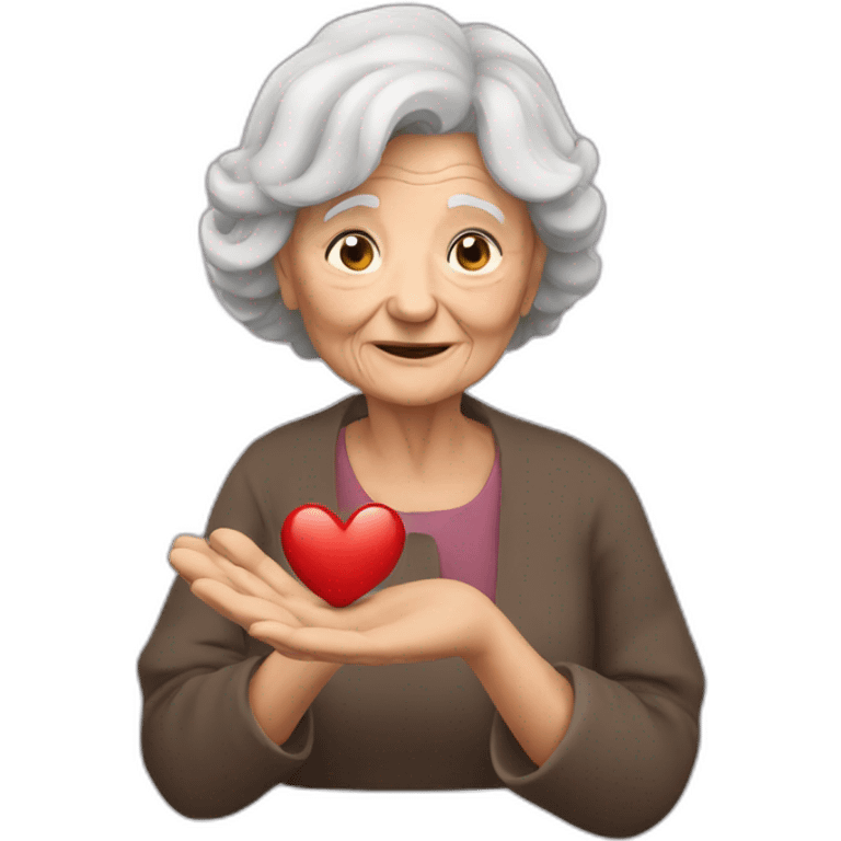 Old woman hand heart emoji