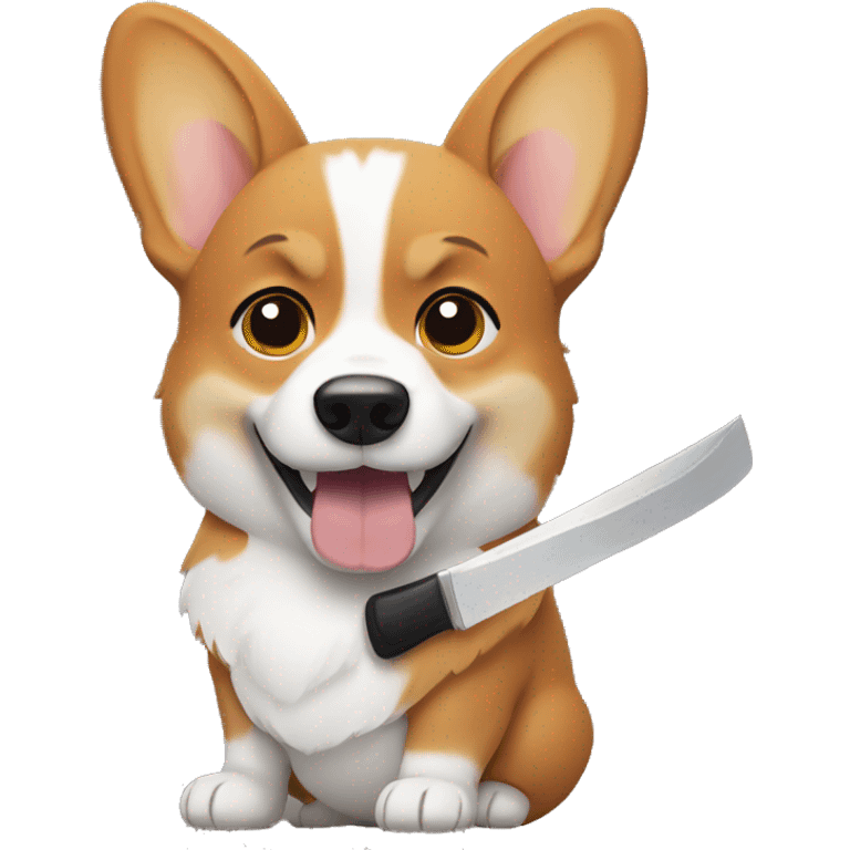 Corgi holding a knife  emoji