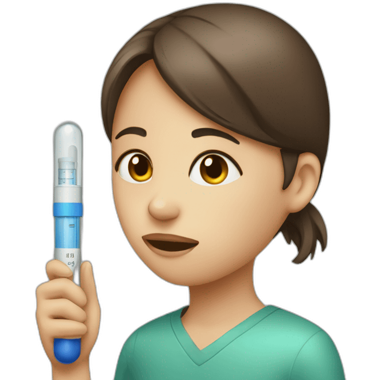 Illness girl with thermometer in the mouth emoji