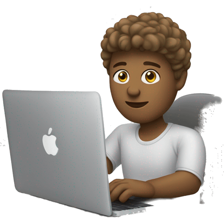 White freelancer working on macbook emoji