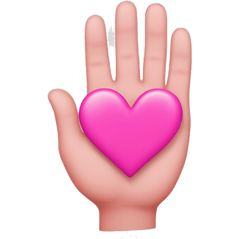 pink heart with heart hand inside emoji