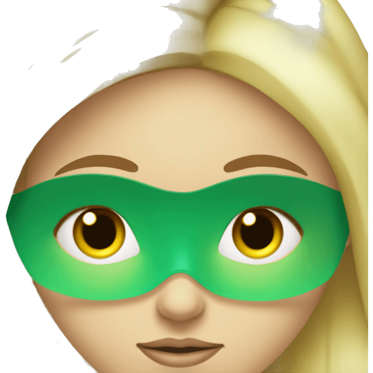 Fille au yeux vert et blonde avec un masque de soin sur le visage emoji