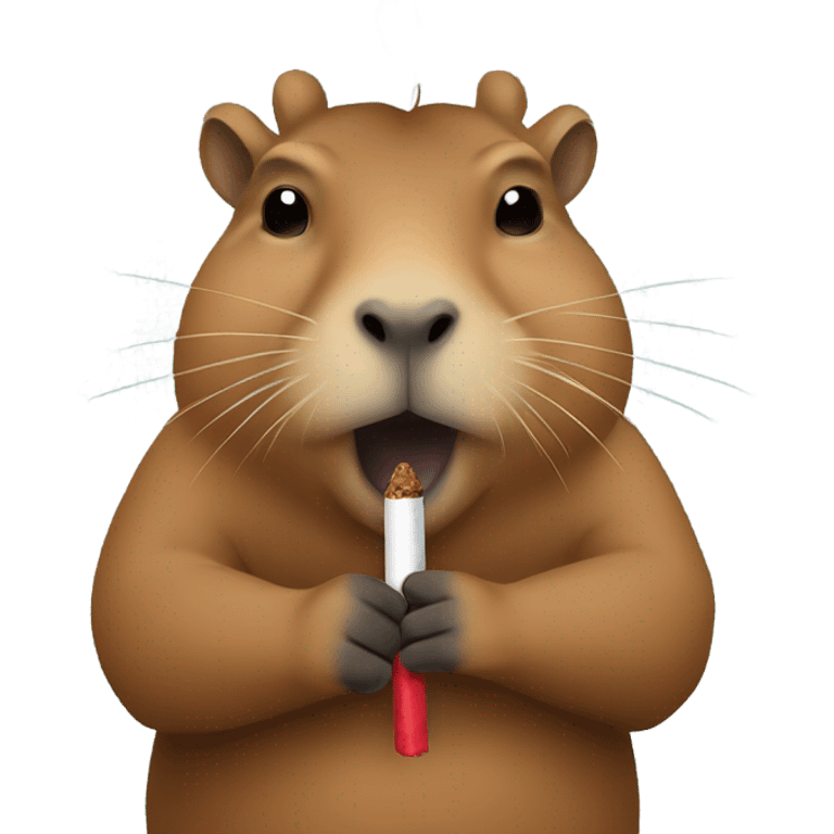 Capybara holding a smoking blunt between two fingers not NSFW emoji