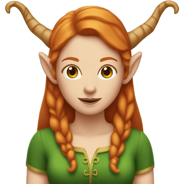 Ginger woman with elf ears and horns emoji