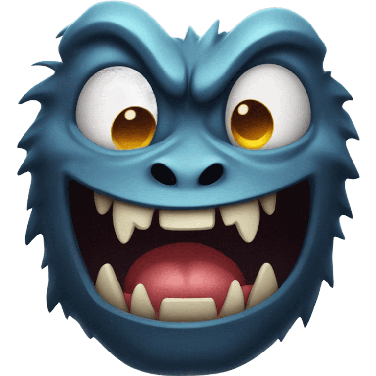 Scary monster with fangs opening his mouth emoji