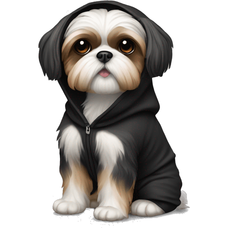 Shih tzu in black hoodie emoji