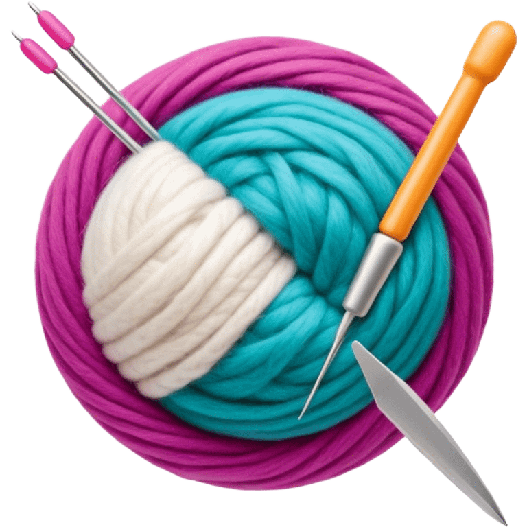 Felt crafting icon, wool fibers being felted, textured wool ball, needle and felting mat, minimalistic style, clean lines, transparent background. emoji