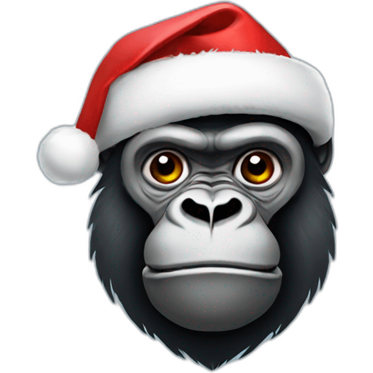 Gorilla with Christmas hat emoji