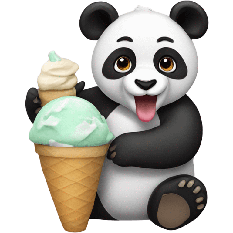 Panda eating ice cream emoji