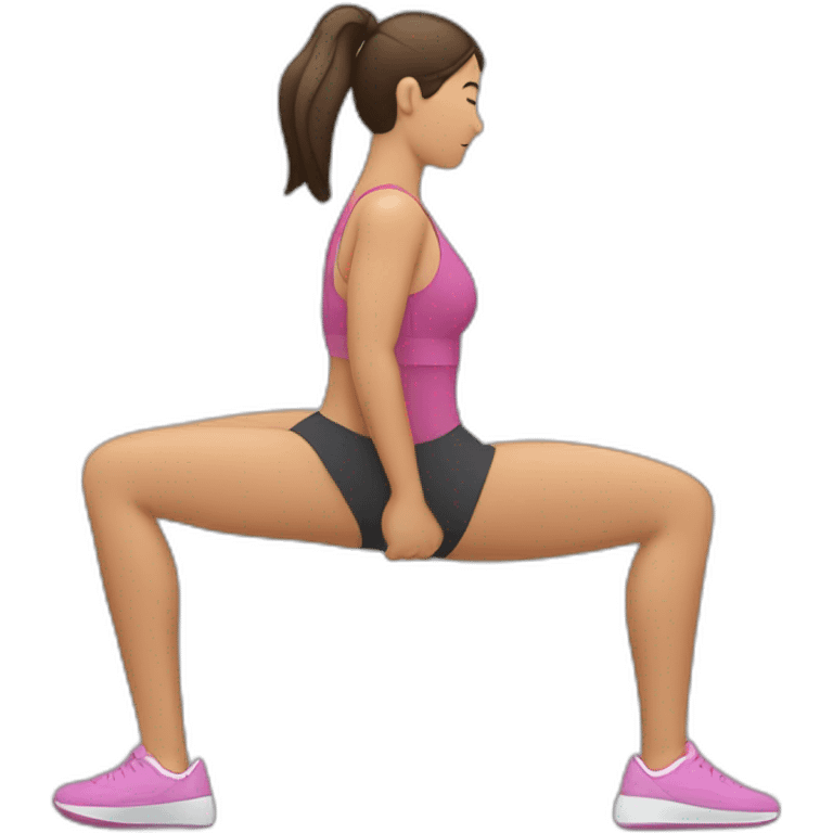 mujer entrenando gluteos en el gimnasio emoji