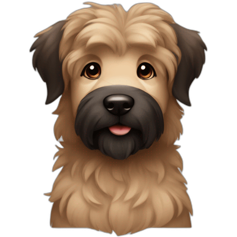 bouvier fawn brown and black puppy face very long hair smiling dark ears emoji