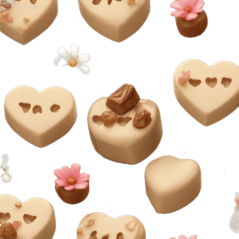 Beige asthetic Praline in a HeartBox With flowers emoji