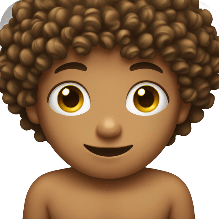 Kid with curly hair and no shirt emoji