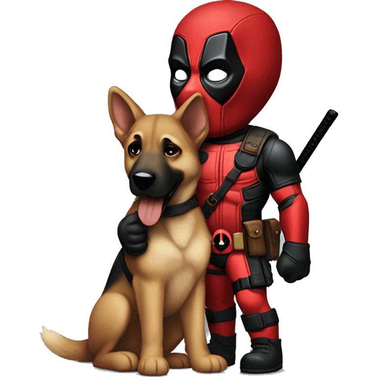 Deadpool holding German shepherd puppy emoji