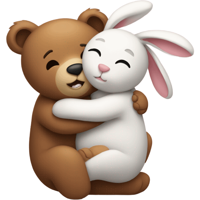 bear and bunny hugging emoji