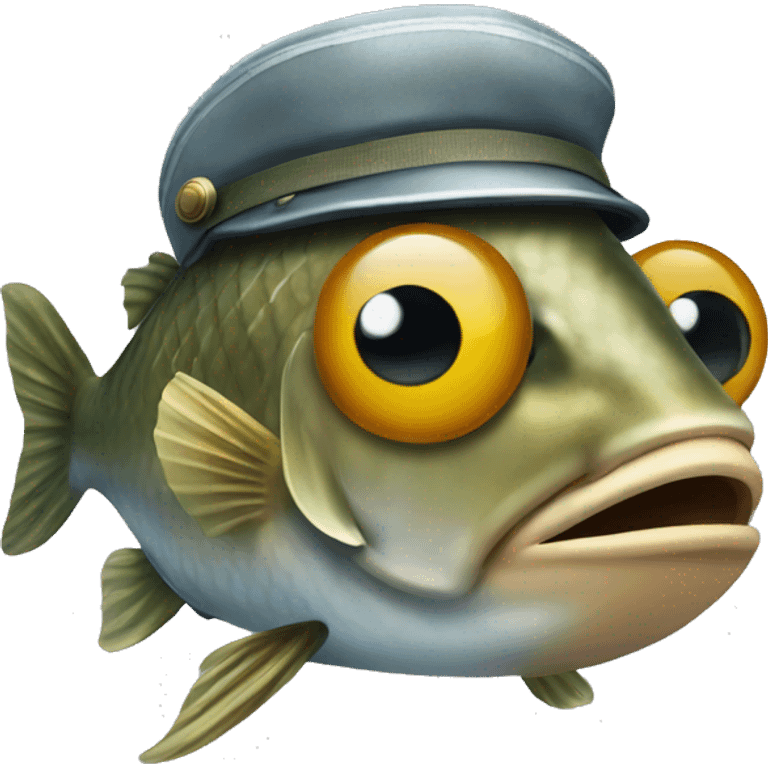 Fish wearing a Military Helmet  emoji