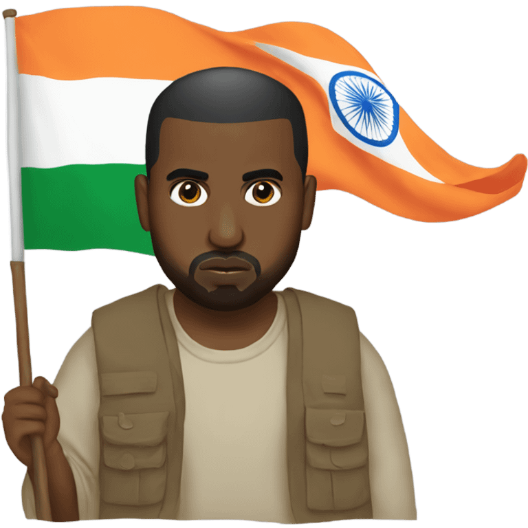 Kanye with the indian flag emoji