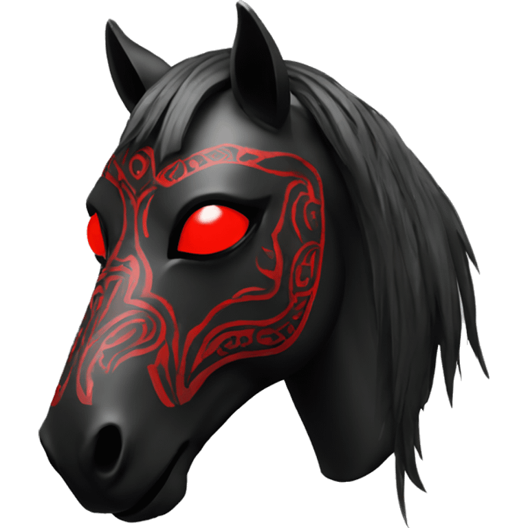 Horse mask black with red eyes and tribal style emoji